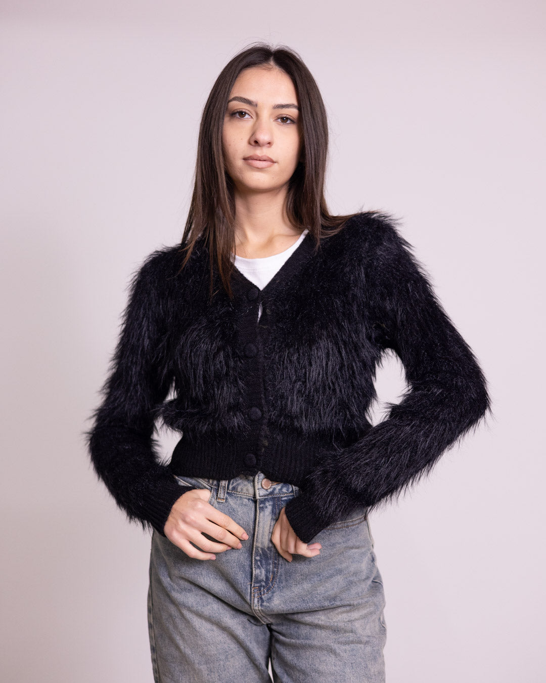 Cardigan cropped 4 bottoni