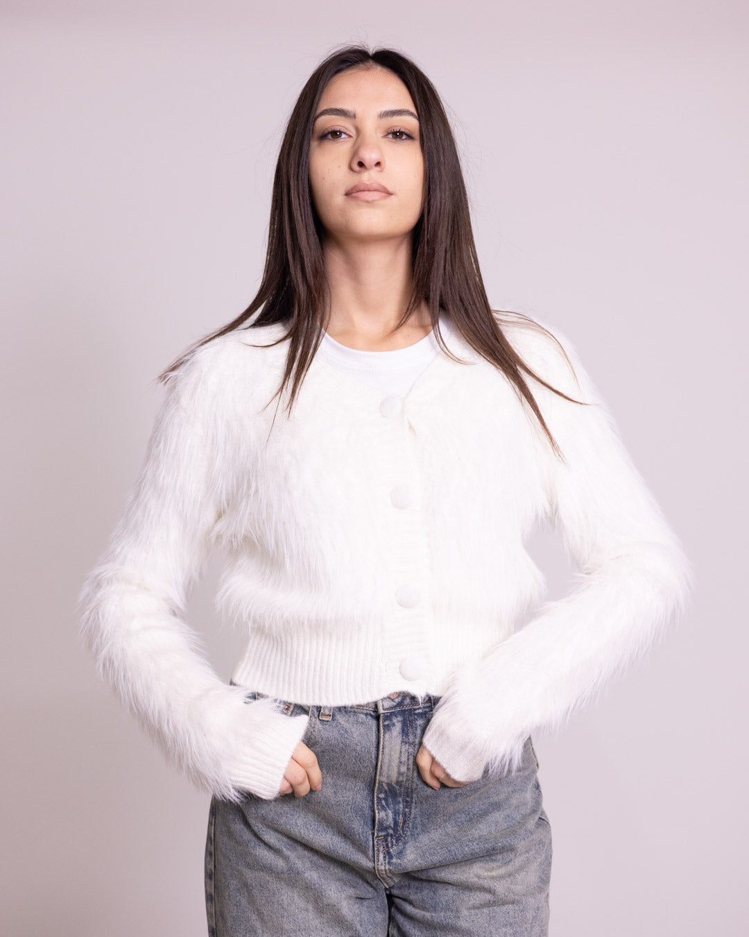 Cardigan cropped 4 bottoni