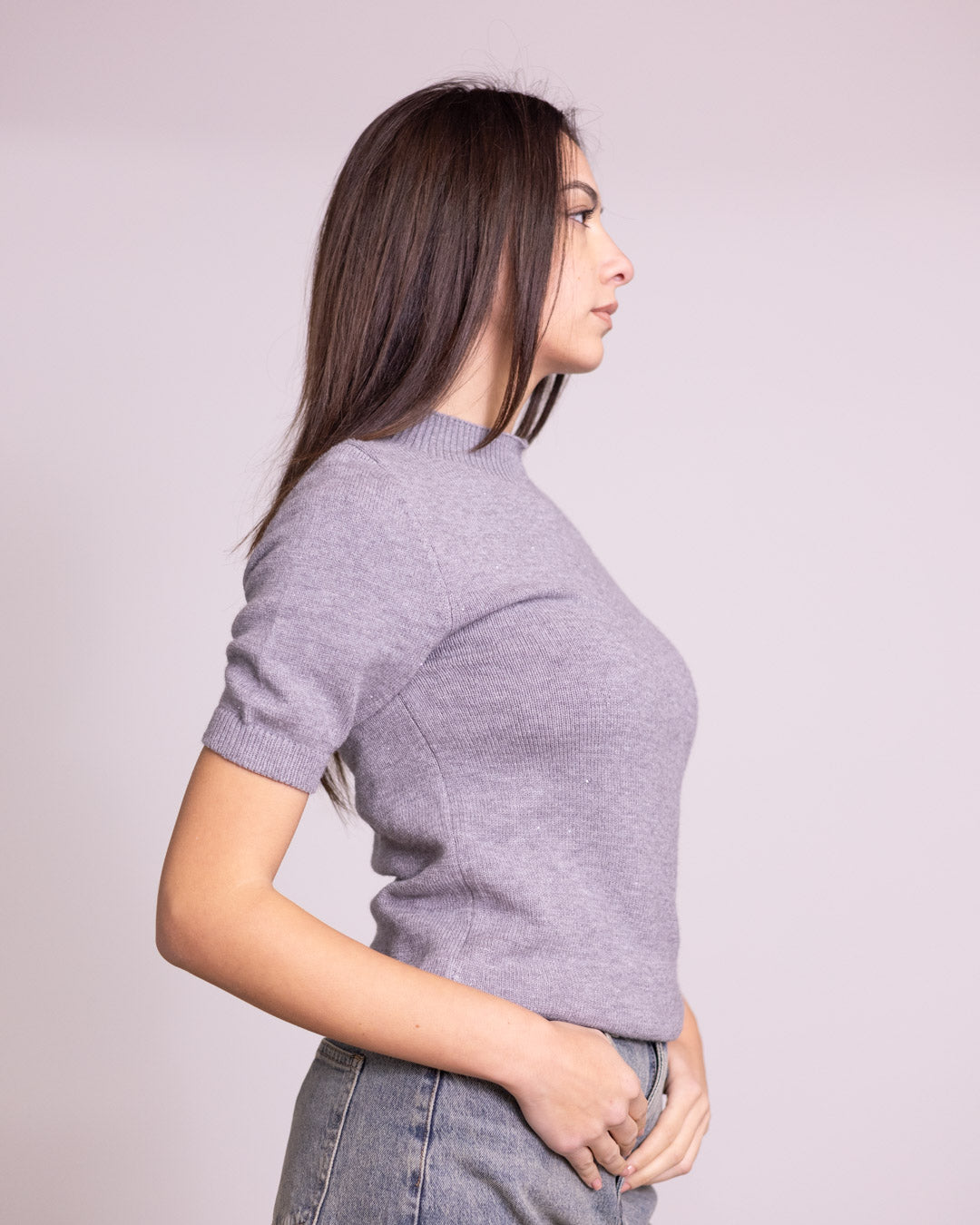 Maglione girocollo con brillantini