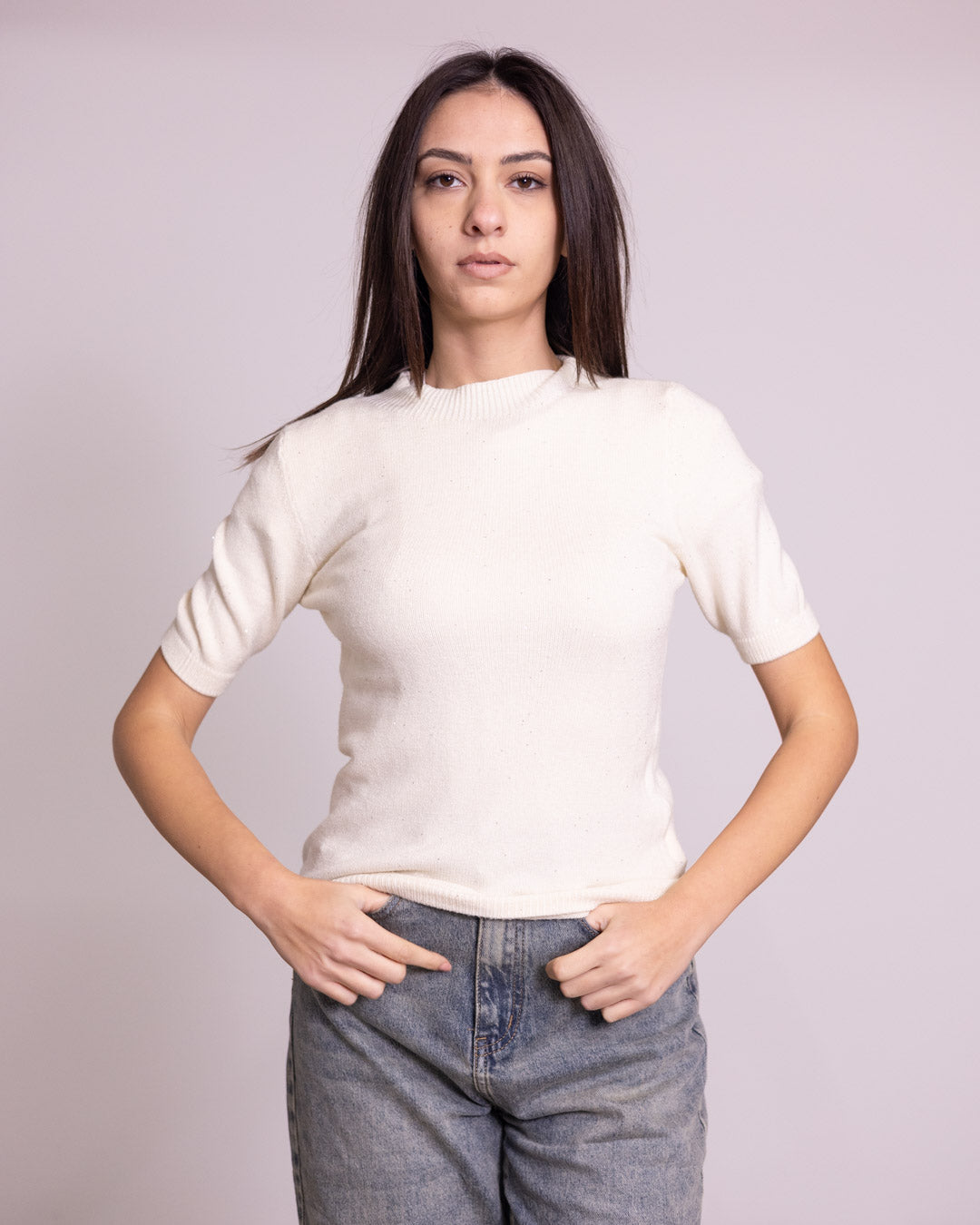 Maglione girocollo con brillantini