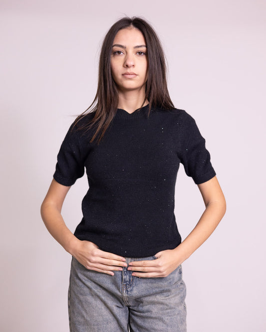 Maglione girocollo con brillantini