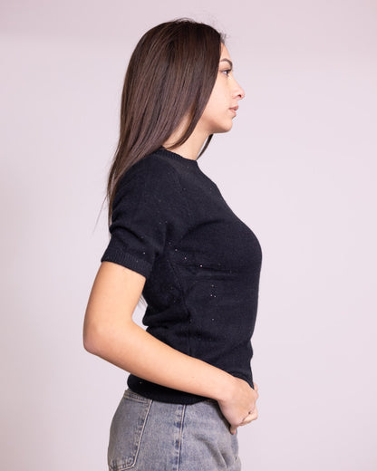 Maglione girocollo con brillantini