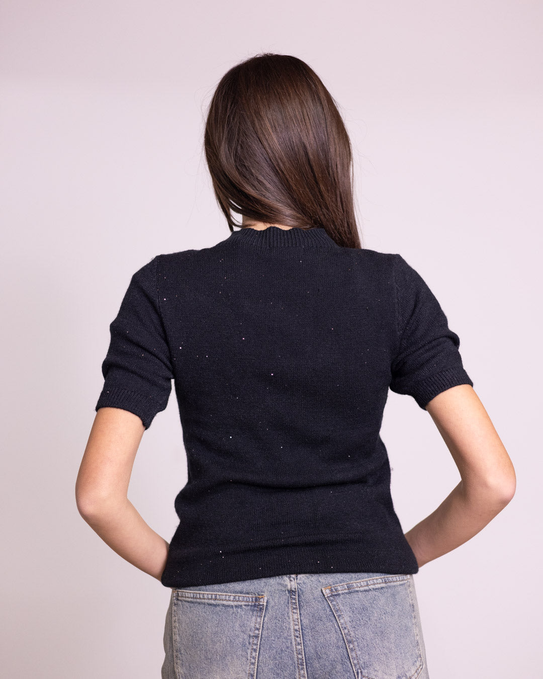 Maglione girocollo con brillantini