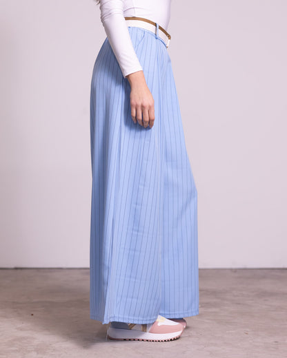 Pantalone palazzo gessato con cintura