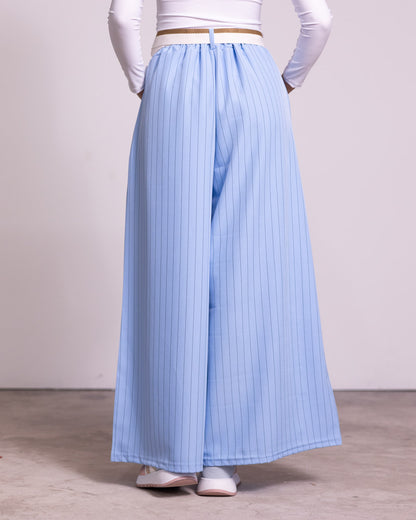 Pantalone palazzo gessato con cintura