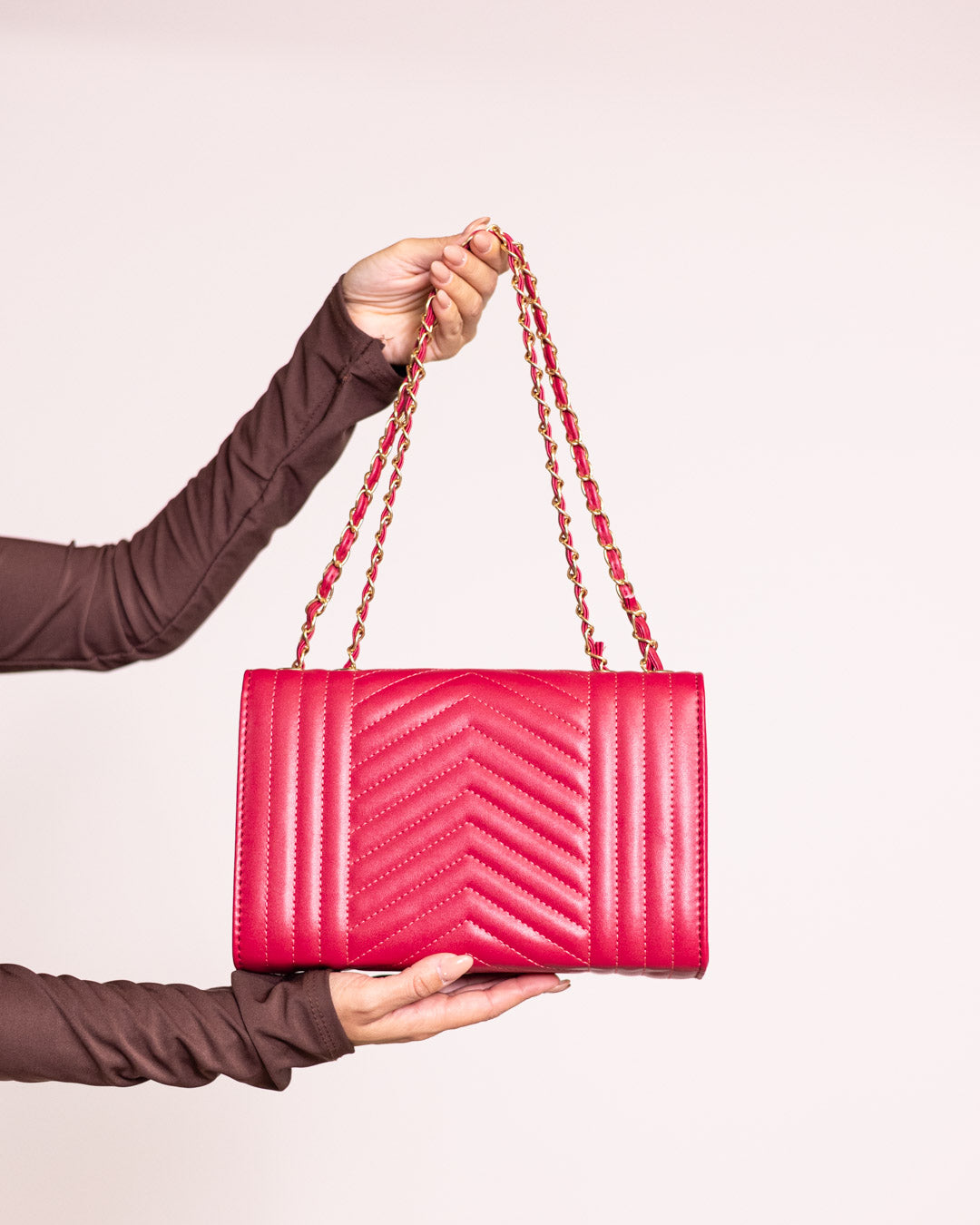 Borsa compatta chevron