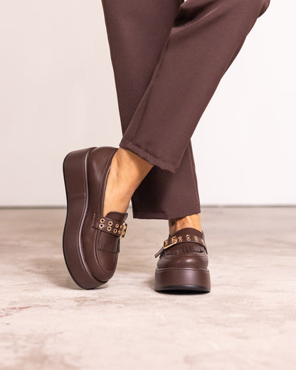 Mocassino platform con fibbia
