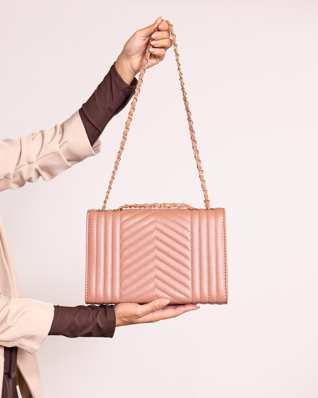 Borsa compatta chevron