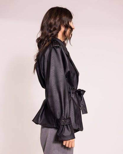 Giacca doppiopetto in ecopelle