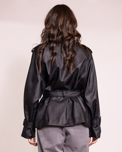 Giacca doppiopetto in ecopelle