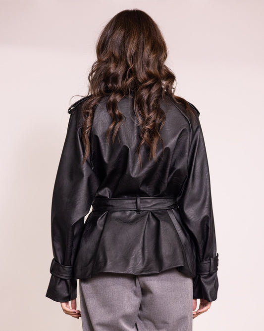 Giacca doppiopetto in ecopelle