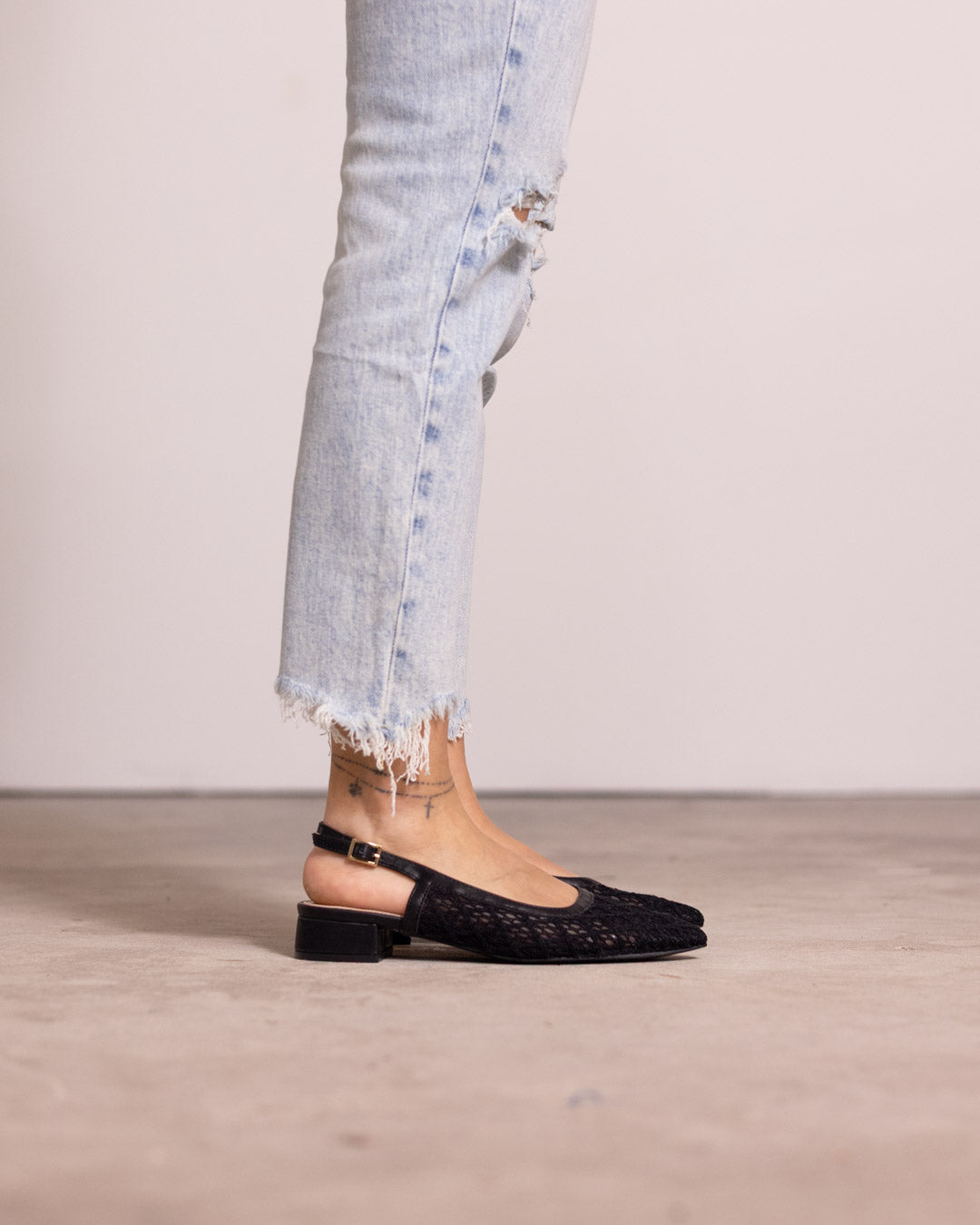Ballerina slingback tessuto a rete