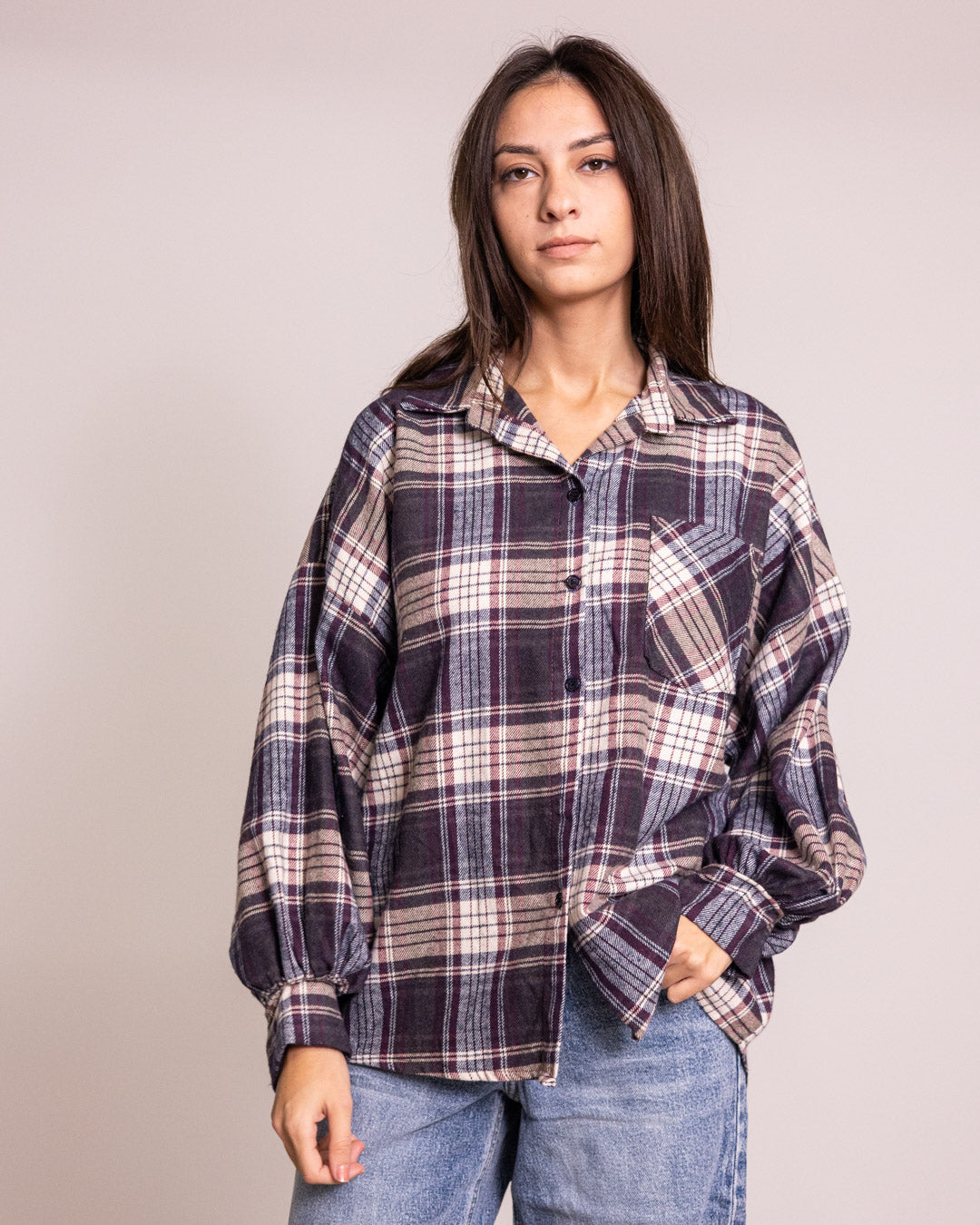 Camica oversize misto lana