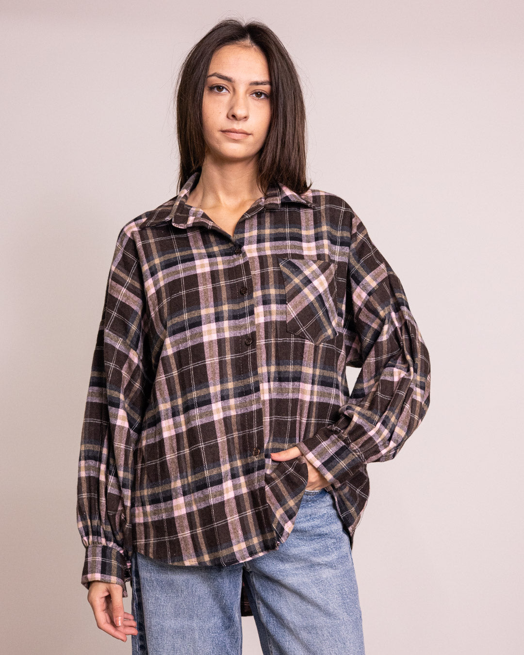 Camica oversize misto lana