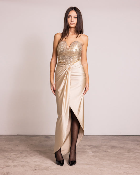 Vestito con corpetto paillettato