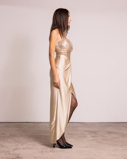 Vestito con corpetto paillettato